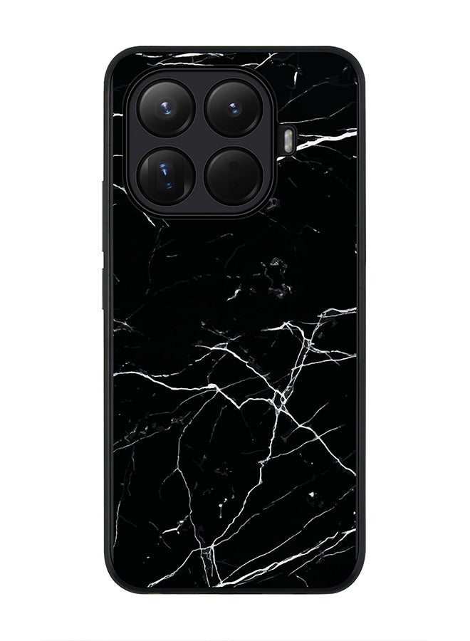 Stylizedd غطاء لجهاز Xiaomi 15T Pro، حماية كاميرا نحيفة، غطاء هاتف مضاد للصدمات - طباعة رخامية سوداء - Image 1